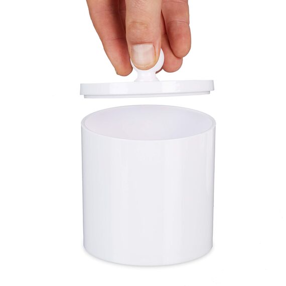 Relaxdays Wattestäbchen Aufbewahrung im 3er Set, Wattepadhalter, mit Deckel, pflegeleicht, Acryl Organizer, weiß 10026558_49