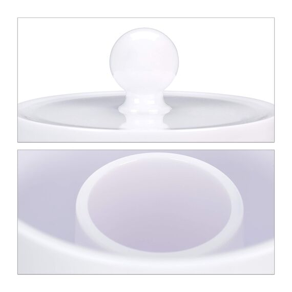 Relaxdays Wattestäbchen Aufbewahrung im 3er Set, Wattepadhalter, mit Deckel, pflegeleicht, Acryl Organizer, weiß 10026558_49