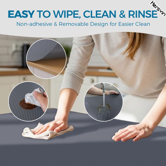 Hersvin Regaleinlagen, Küchenschubladenmatten, Nicht klebender Eva-Schrankschutz, Schrankauskleidung, 50,8 cm x 6,1 m, Dunkelgrau/Punkte