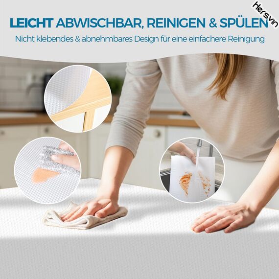 Hersvin Schubladenmatte 30cmx300cm Schubladeneinlage Eva Schrankpapier Nicht Klebende Wasserfest Unterlage Teppich für Küchenschränke Regalschrank (Weiß Punkt)