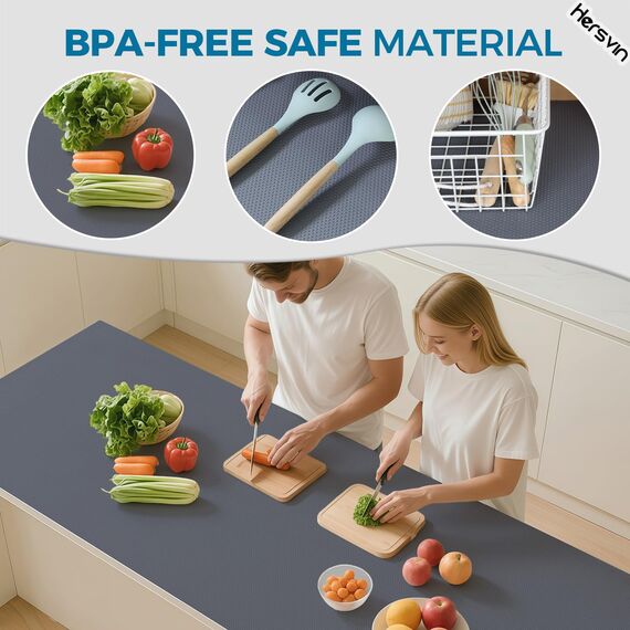 Hersvin Regaleinlagen, Küchenschubladenmatten, Nicht klebender Eva-Schrankschutz, Schrankauskleidung, 50,8 cm x 6,1 m, Dunkelgrau/Punkte