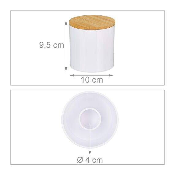 Relaxdays Wattestäbchen Aufbewahrung im 3er Set, Wattepadhalter, mit Deckel, pflegeleicht, Acryl & Bambus, Natur-weiß 10026558_873