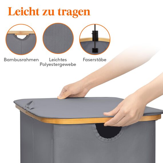 Lifewit 150L Pfandflaschen Sammelbehälter 2 fächer mit Deckel, Groß Pfandflaschen Behälter 2 Tragetasche für ErhaltenFlaschensammler eignet Sich für Küche, Küche Abstellraum Flaschentasche, Grau