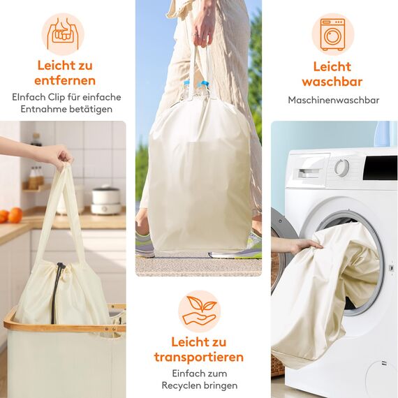 Lifewit 150L Pfandflaschen Sammelbehälter 2 fächer mit Deckel, Groß Pfandflaschen Behälter 2 Tragetasche für ErhaltenFlaschensammler eignet Sich für Küche, Küche Abstellraum Flaschentasche, Beige