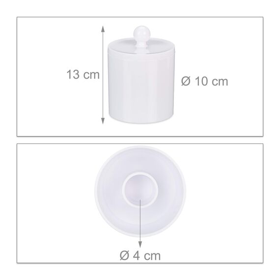 Relaxdays Wattestäbchen Aufbewahrung im 3er Set, Wattepadhalter, mit Deckel, pflegeleicht, Acryl Organizer, weiß 10026558_49
