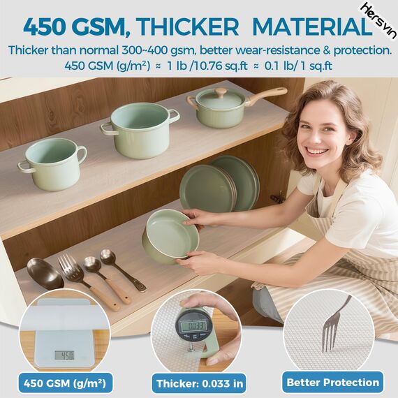Hersvin Regaleinlage, 30,5 cm x 50,8 m, Nicht klebend, Schubladeneinlagen, Eva, Küchenschrankabdeckung, Untertischmatte, waschbar, Kühlschrankauskleidung, Papier für Home Office