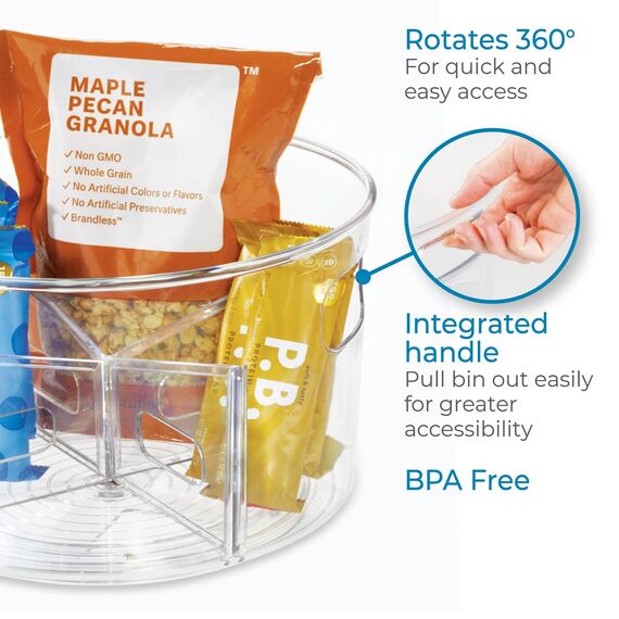 iDesign Linus Drehteller-Organizer aus BPA-freiem Kunststoff mit herausnehmbaren Trennwänden, Spinner