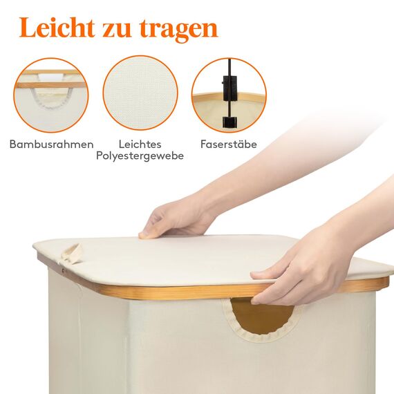 Lifewit 150L Pfandflaschen Sammelbehälter 2 fächer mit Deckel, Groß Pfandflaschen Behälter 2 Tragetasche für ErhaltenFlaschensammler eignet Sich für Küche, Küche Abstellraum Flaschentasche, Beige