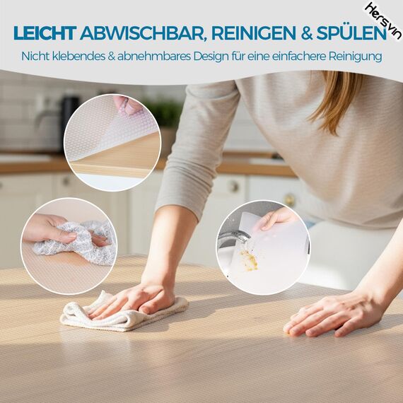 Hersvin Schubladenmatte 50cmx600cm Schubladeneinlage Eva Schrankpapier Nicht Klebende Wasserfest Unterlage Teppich für Küchenschränke Regalschrank (Transparent Punkt)