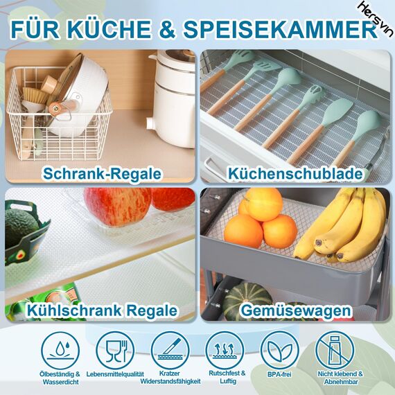 Hersvin Schubladenmatte 60cmx300cm Schubladeneinlage Eva Schrankpapier Nicht Klebende Wasserfest Unterlage Teppich für Küchenschränke Regalschrank (Transparent Punkt)