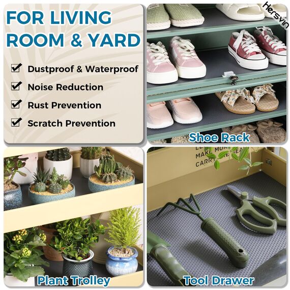 Hersvin Regaleinlagen, Küchenschubladenmatten, Nicht klebender Eva-Schrankschutz, Schrankauskleidung, 50,8 cm x 6,1 m, Dunkelgrau/Punkte