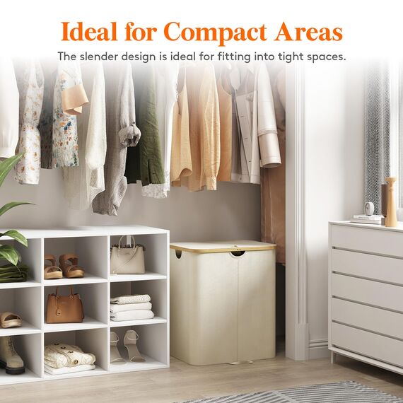 Lifewit 120L Pfandflaschen Sammelbehälter 2 fächer mit Deckel, Groß Pfandflaschen Behälter 2 Tragetasche für ErhaltenFlaschensammler eignet Sich für Küche, Küche Abstellraum Flaschentasche, Beige