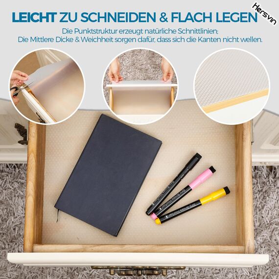 Hersvin Schubladenmatte 60cmx500cm Schubladeneinlage Eva Schrankpapier Nicht Klebende Wasserfest Unterlage Teppich für Küchenschränke Regalschrank (Transparent Punkt)