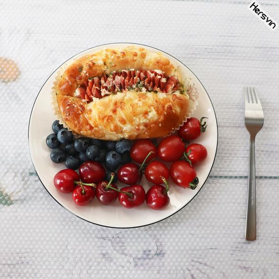 Hersvin Schubladenmatte 3 Stücke 44.5cmx150cm Schubladeneinlage Eva Schrankpapier Nicht Klebende Wasserfest Unterlage Teppich für Küchenschränke Regalschrank (Transparent Punkt)