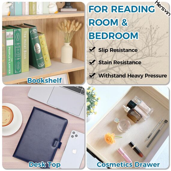 Hersvin Regaleinlagen, 50,8 cm x 50,8 m Eva-Schubladenmatten, Schrankpolster, Küchenschrank-Futter, Kühlschrankkissen für Zuhause, Büro (transparent/gepunktet)