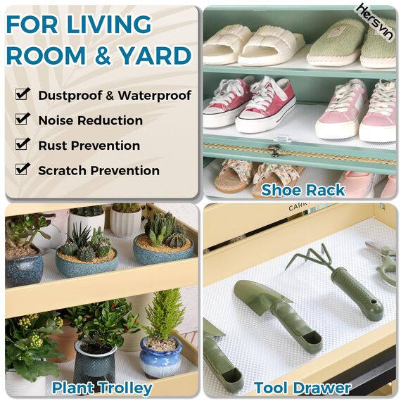 Hersvin Regaleinlagen, 50,8 cm x 6,1 m, Küchenschubladenmatten, Nicht klebender Eva-Schrankschutz, Schrankauskleidung (weiße Punkte)