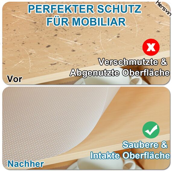 Hersvin Schubladenmatte 60cmx300cm Schubladeneinlage Eva Schrankpapier Nicht Klebende Wasserfest Unterlage Teppich für Küchenschränke Regalschrank (Transparent Punkt)