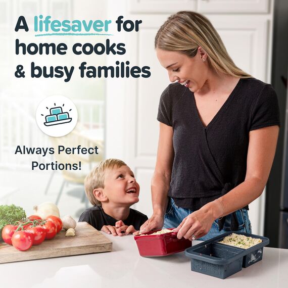 Souper Cubes Extra großes Silikon-Gefriertablett für 2 Tassen mit Deckel, 2 Stück – ergibt 4 perfekte Portionen für 2 Tassen – Einfrieren von Suppe, Eintopf, 2 Stück, mit Deckel)