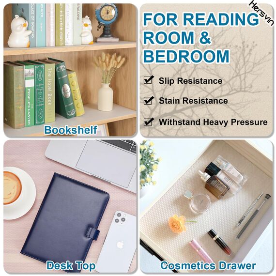 Hersvin Schubladenmatte (Übergröße) 60cmx150cmx2 Stücke Schrankpapier Schubladeneinlage Eva Wasserfest Nicht Klebende Unterlage Teppich für Küchenschränke(Transparent/Punkt)