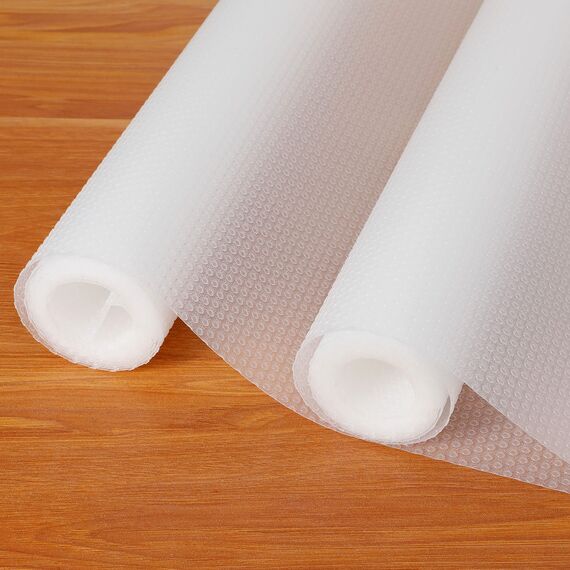 Hersvin Schubladenmatte (Übergröße) 60cmx150cmx2 Stücke Schrankpapier Schubladeneinlage Eva Wasserfest Nicht Klebende Unterlage Teppich für Küchenschränke(Transparent/Punkt)