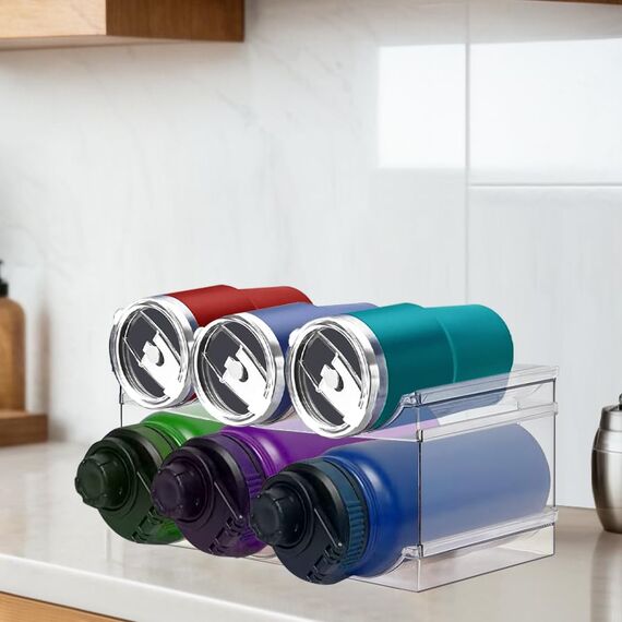 Spaclear 2 Stück Flaschenregal Stapelbar, Kunststoff Flaschenhalter für Kühlschrank, Schrank, Küchen Organizer Aufbewahrung & Organisation, Wein Trinkflasche Flaschen Kitchen Küchenschrank Storage