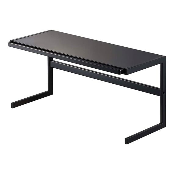 Yamazaki 4481 Tower Ausziehbares Küchenregal, schwarz, Stahl, minimalistisch, 54～92 x 22.5 x 25 cm