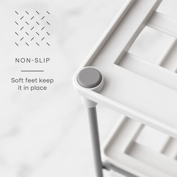 YouCopia UpSpace Verstellbarer Wasserflaschen-Organizer für Küchenschrank und Speisekammer, Trinkgläser und Weinflaschenhalter, 3 Fächer, Weiß