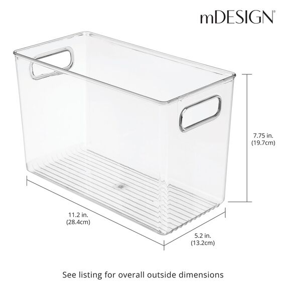 mDesign 2er-Set Aufbewahrungsbox mit Griffen – hohe Kühlschrankbox zur Lebensmittelaufbewahrung – Ablage aus Kunststoff für den Küchen- oder Kühlschrank – durchsichtig