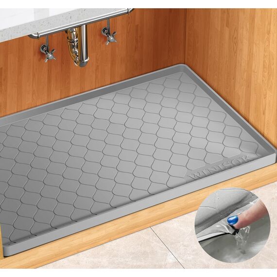 Winisok Silikon-Unterbeckenmatte, 63,5 x 48,3 cm, Küchenutensilien und Gadgets, Regaleinlage und Schrankschutz, Organizer und Aufbewahrung, wasserdichtes Badezimmer-Tablett