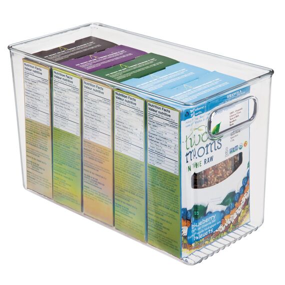 mDesign 2er-Set Aufbewahrungsbox mit Griffen – hohe Kühlschrankbox zur Lebensmittelaufbewahrung – Ablage aus Kunststoff für den Küchen- oder Kühlschrank – durchsichtig