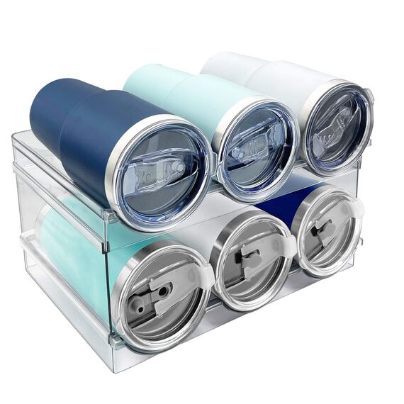 Spaclear 2 Stück Flaschenregal Stapelbar, Kunststoff Flaschenhalter für Kühlschrank, Schrank, Küchen Organizer Aufbewahrung & Organisation, Wein Trinkflasche Flaschen Kitchen Küchenschrank Storage