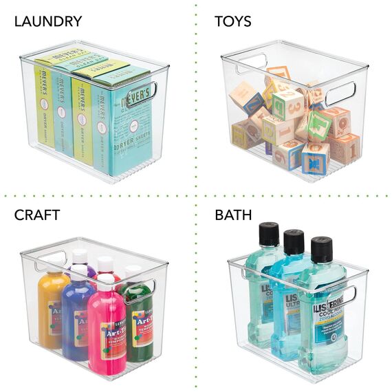 mDesign 2er-Set Aufbewahrungsbox mit Griffen – hohe Kühlschrankbox zur Lebensmittelaufbewahrung – Ablage aus Kunststoff für den Küchen- oder Kühlschrank – durchsichtig