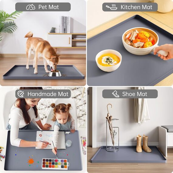 FLATO Wasserdichte Untertischmatte – 71,1 x 55,9 cm Regaleinlage für Küche und Bad, Schrankschutz, Organizer und Aufbewahrung, flexible Silikon-Abtropfschale