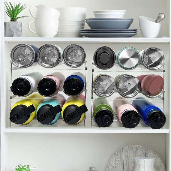 Spaclear 4 Stück Flaschenregal Stapelbar, Kunststoff Flaschenhalter für Kühlschrank, Schrank, Küchen Organizer Aufbewahrung & Organisation, Wein Trinkflasche Flaschen Kitchen Küchenschrank Storage