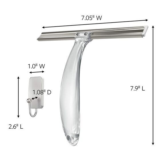 Command Bad- und Duschabzieher, Rostfreier Edelstahl und Nickel Satiniert, 1 Abzieher und 1 kleiner Edelstahlhaken, 2 wasserabweisenden Streifen/ kleine, Farbe: Silber