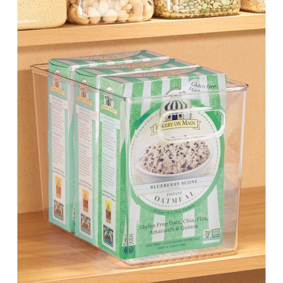 mDesign 2er-Set Aufbewahrungsbox mit Griffen – hohe Kühlschrankbox zur Lebensmittelaufbewahrung – Ablage aus Kunststoff für den Küchen- oder Kühlschrank – durchsichtig