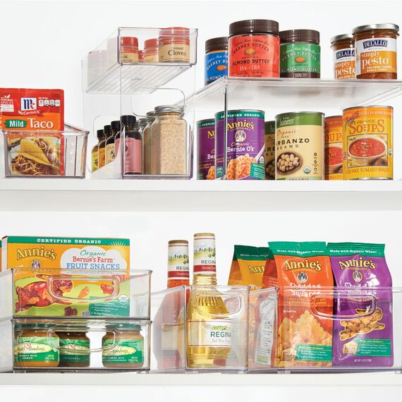 InterDesign iDesign bac rangement frigo, petite boîte alimentaire spacieuse en plastique, boîte conservation alimentaire à poignées, transparent, Durchsichtig (Packung mit 4)