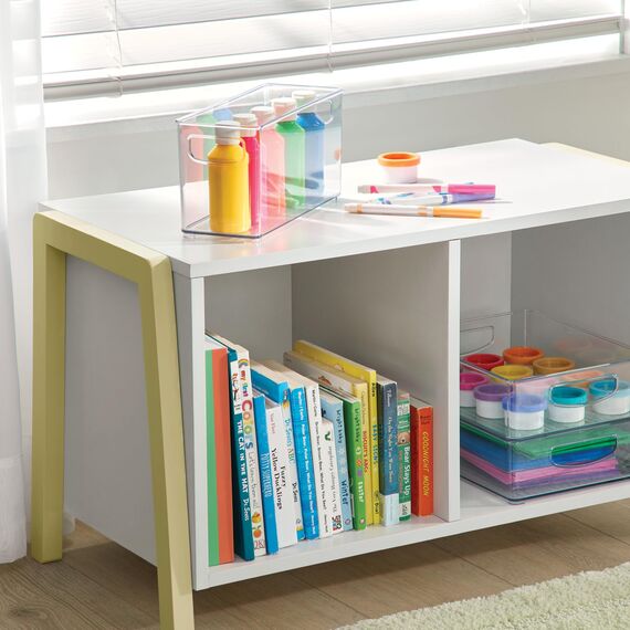 InterDesign iDesign bac rangement frigo, petite boîte alimentaire spacieuse en plastique, boîte conservation alimentaire à poignées, transparent, Durchsichtig (Packung mit 4)