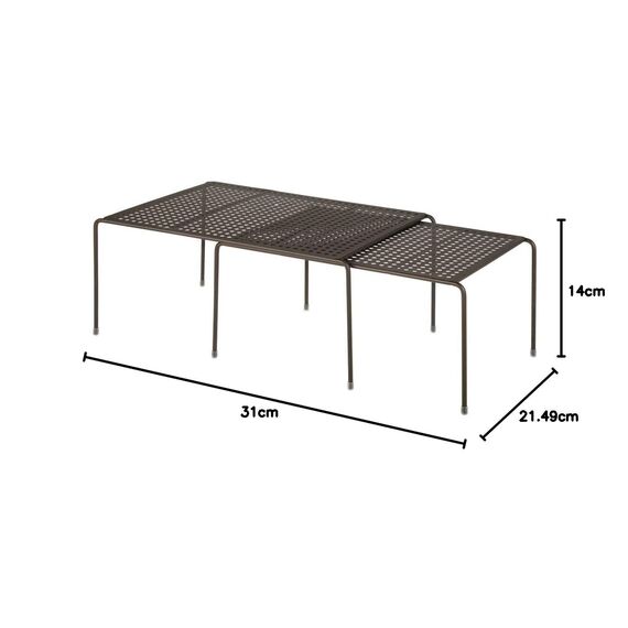 mDesign Regaleinsatz für Küchenschrank – praktische Geschirrablage aus Metall für mehr Abstellfläche – Schrankeinsatz zum Ausziehen – bronzefarben