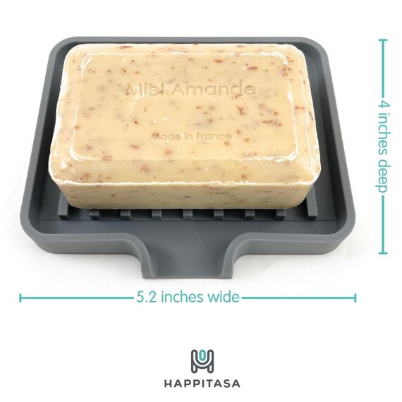 Happitasa Silikon-Seifenschale und Schwammhalter mit Abfluss-Chute, 2 Stück (Sand-Dollar, 13 x 10 cm)