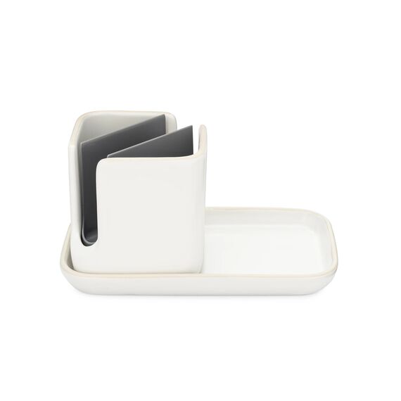 Full Circle Home Stash Spülbecken-Caddy und Organizer, Keramik, Weiß/Grau