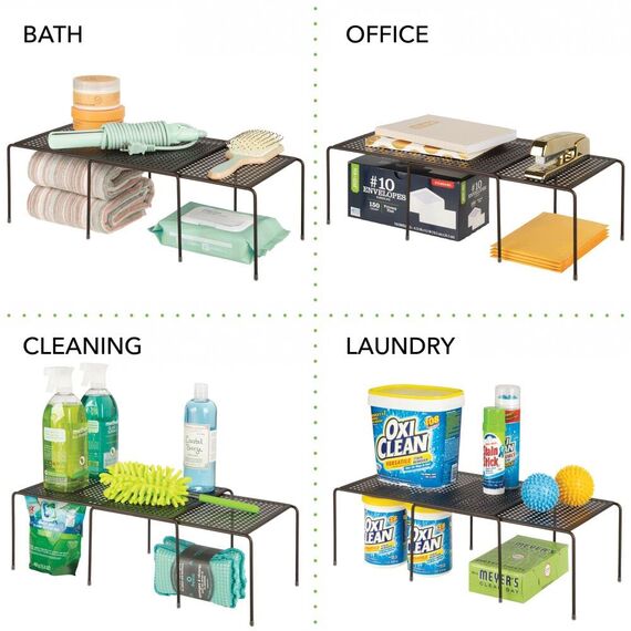 mDesign Regaleinsatz für Küchenschrank – praktische Geschirrablage aus Metall für mehr Abstellfläche – Schrankeinsatz zum Ausziehen – bronzefarben