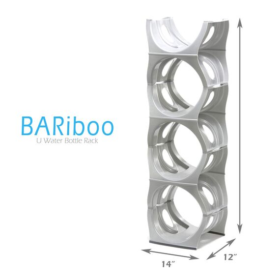 Bariboo Stapelbares Wasserflaschen-Aufbewahrungsregal, beste Wasserkrüge, 1,8 l, Krughalter für Küche, Schrank und Büro, verstärktes Polypropylen (Silber, 4 ohne Regal)