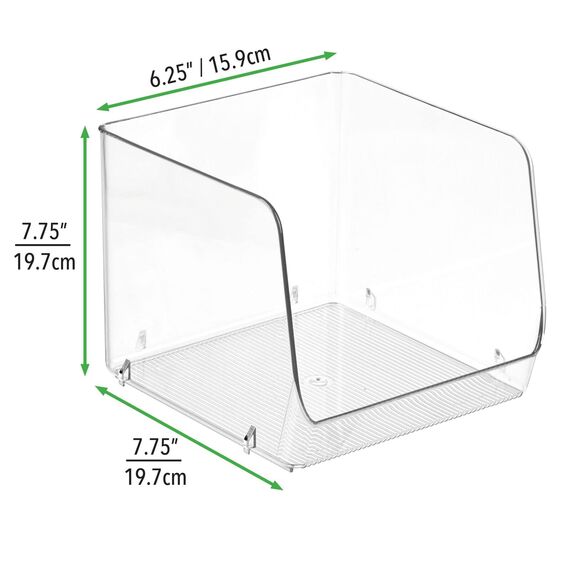 mDesign 8er-Set Aufbewahrungsbox für den Küchenschrank oder die Vorratskammer – stapelbare Küchen Ablage aus Kunststoff – großer Stapelbehälter für Küche, Bad oder Schlafzimmer – durchsichtig