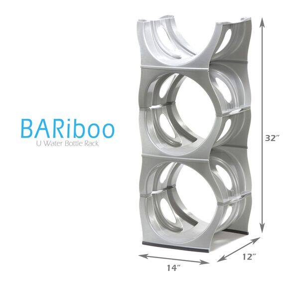 Bariboo Stapelbares Wasserflaschen-Aufbewahrungsregal, beste Wasserkrüge, 1,8 l, Krughalter für Küche, Schrank und Büro, verstärktes Polypropylen (Silber, 3 ohne Regal)