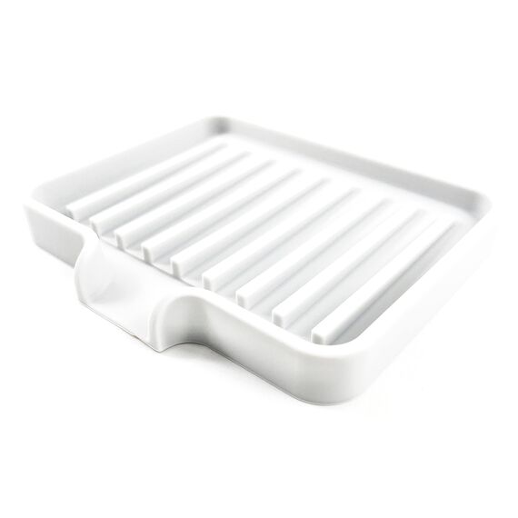 Happitasa Silikon-Seifenschale und Schwammhalter mit Abflussbehälter, Weiß, 13 x 10 cm, 2 Stück