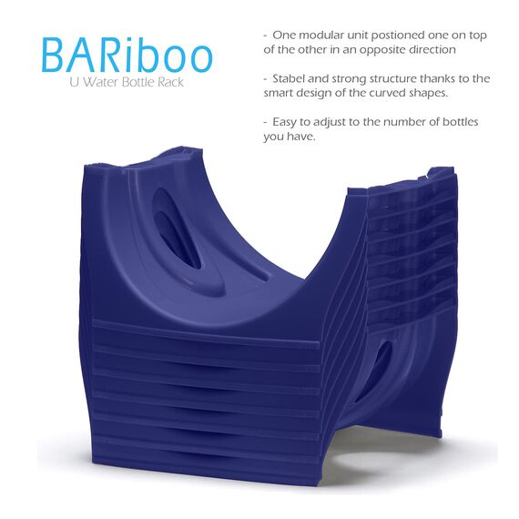 Bariboo Stapelbares Wasserflaschen-Aufbewahrungsregal, beste Wasserkrüge, 1,8 l, Krughalter für Küche, Schrank und Büro, verstärktes Polypropylen (Blau, 3 Plus Regal)