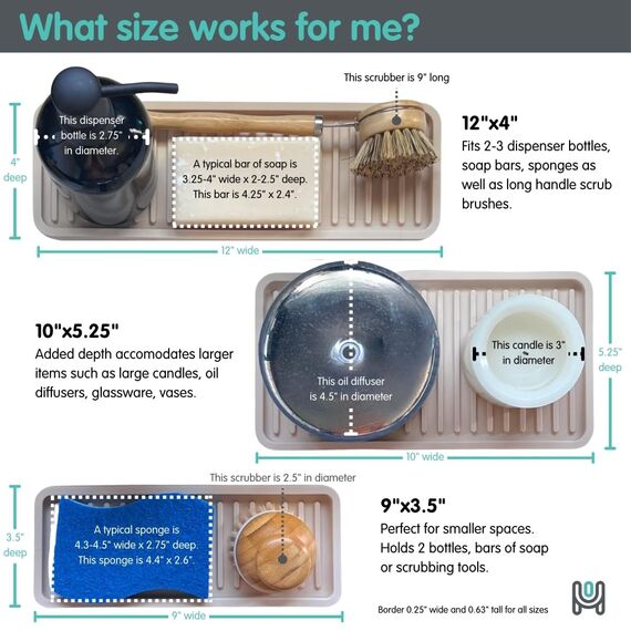 Happitasa Silikon-Küchenspüle-Organizer, Schwammhalter und Arbeitsplattenschutz, gerade Linien, 25,4 x 13,3 cm