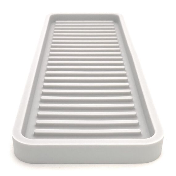 Happitasa Silikon-Küchenspüle-Organizer, Schwammhalter und Arbeitsplattenschutz, gerade Linien-Stil (hellgrau, 30,5 x 10,2 cm)