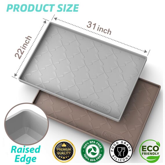 SIKADEER 78,7 x 55,9 cm Unterbeckenschutz für Küchenspüle, Badezimmer-Tablett, Kühlschrank-Organizer, Abtropfmatte, Silikon-Schrankeinlage mit erhöhtem Rand, attraktives Muster, auslaufsicher und